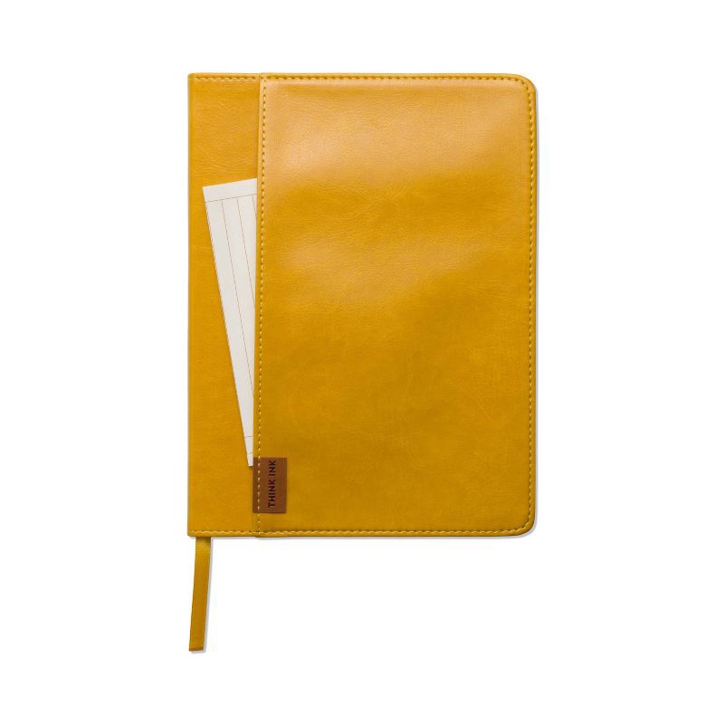 slide 3 of 6, Ruled Journal Vegan Leather with Pocket 6.25"x8.25" Mellow Yellow - DesignWorks Ink: Adult Lined Notebook, Mustard, 192 Pages, 1 ct