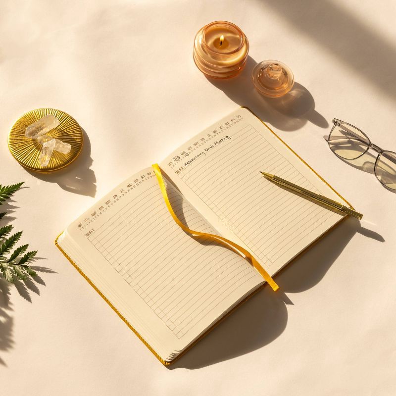 slide 6 of 6, Ruled Journal Vegan Leather with Pocket 6.25"x8.25" Mellow Yellow - DesignWorks Ink: Adult Lined Notebook, Mustard, 192 Pages, 1 ct