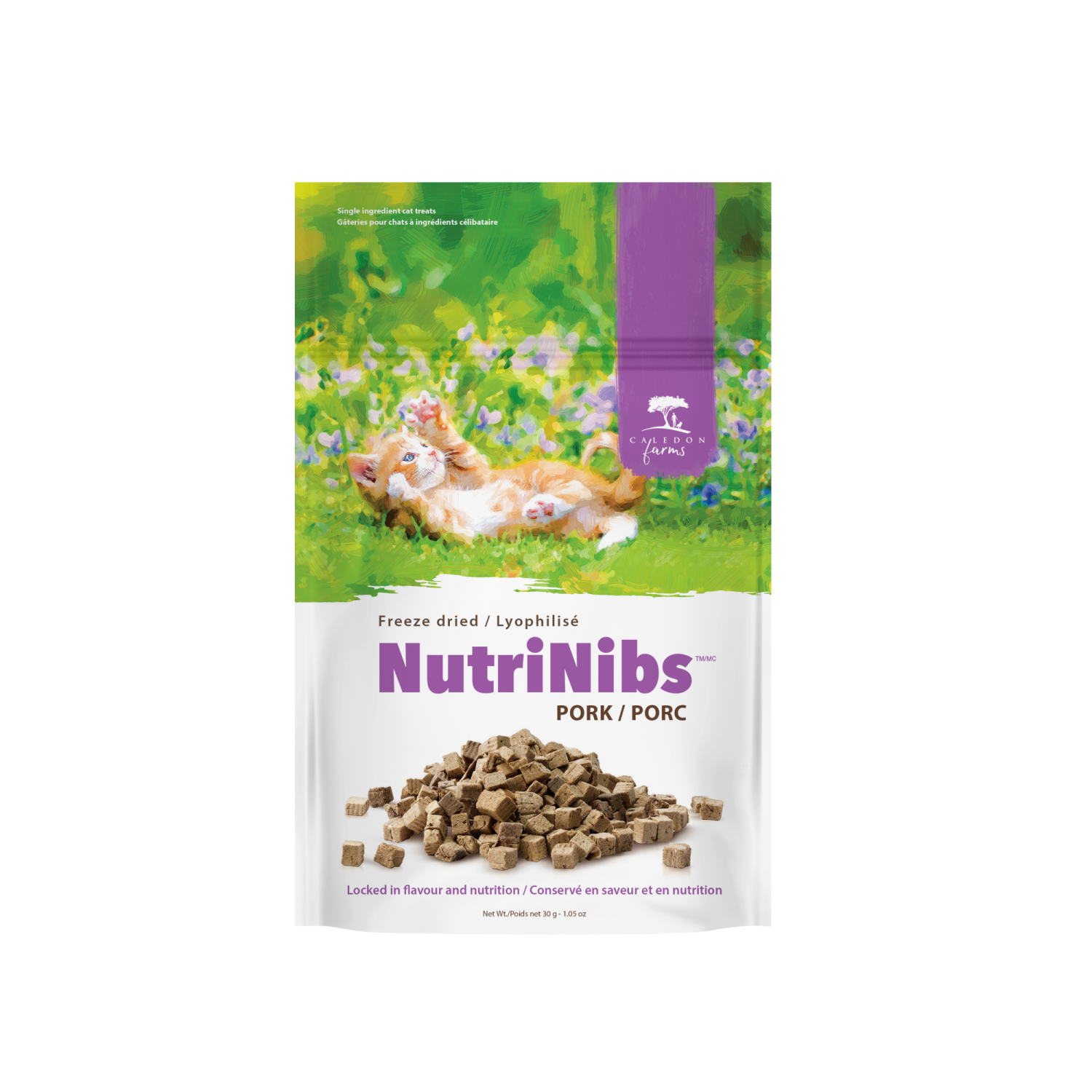 slide 1 of 2, TREATLY Caledon Farms Pork NutriNibs Freeze-Dried Cat Treats, 1.06 oz., 1.06 oz