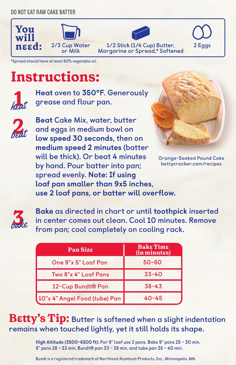 slide 5 of 9, Betty Crocker Pound Cake Mix, 16 oz. , 16 oz