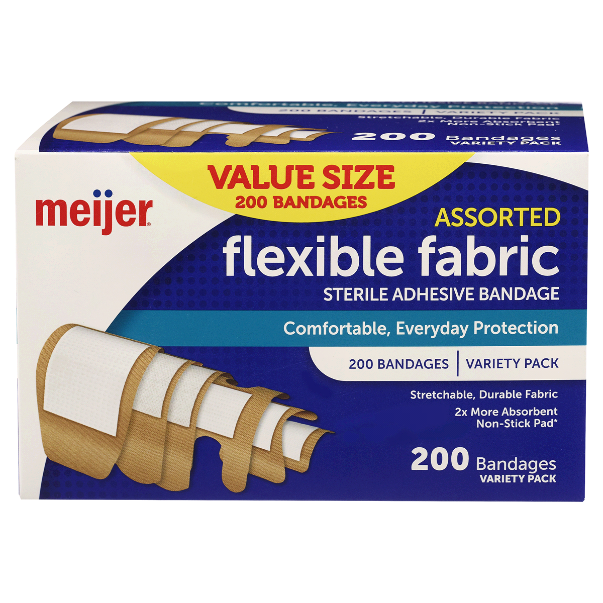 slide 1 of 9, Meijer Flexible Fabric Adhesive Bandages, 200 Assorted Bandages, 200 CT    