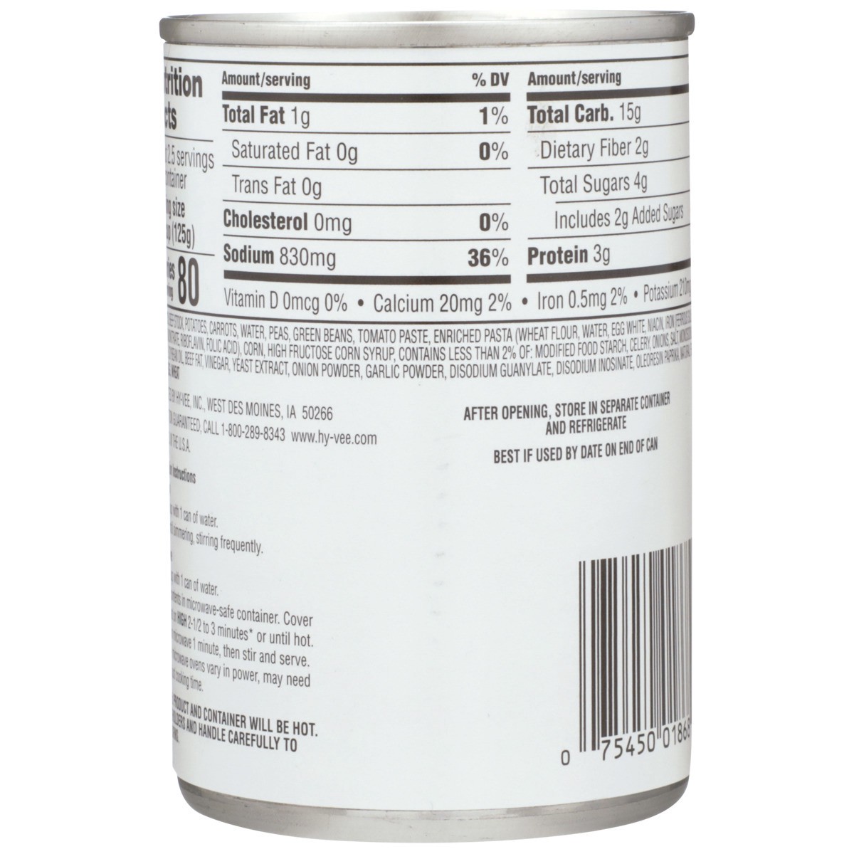 slide 2 of 8, Hy-vee Vegetable With Beef Stock Condensed Soup, 10.5 oz