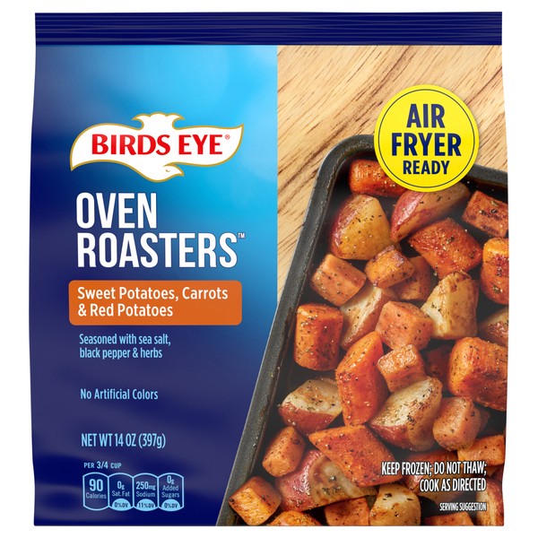 slide 1 of 5, Birds Eye Oven Roasters, Seasoned Sweet Potatoes, Carrots & Red Potatoes, Frozen Vegetables, 14 oz., 14 oz