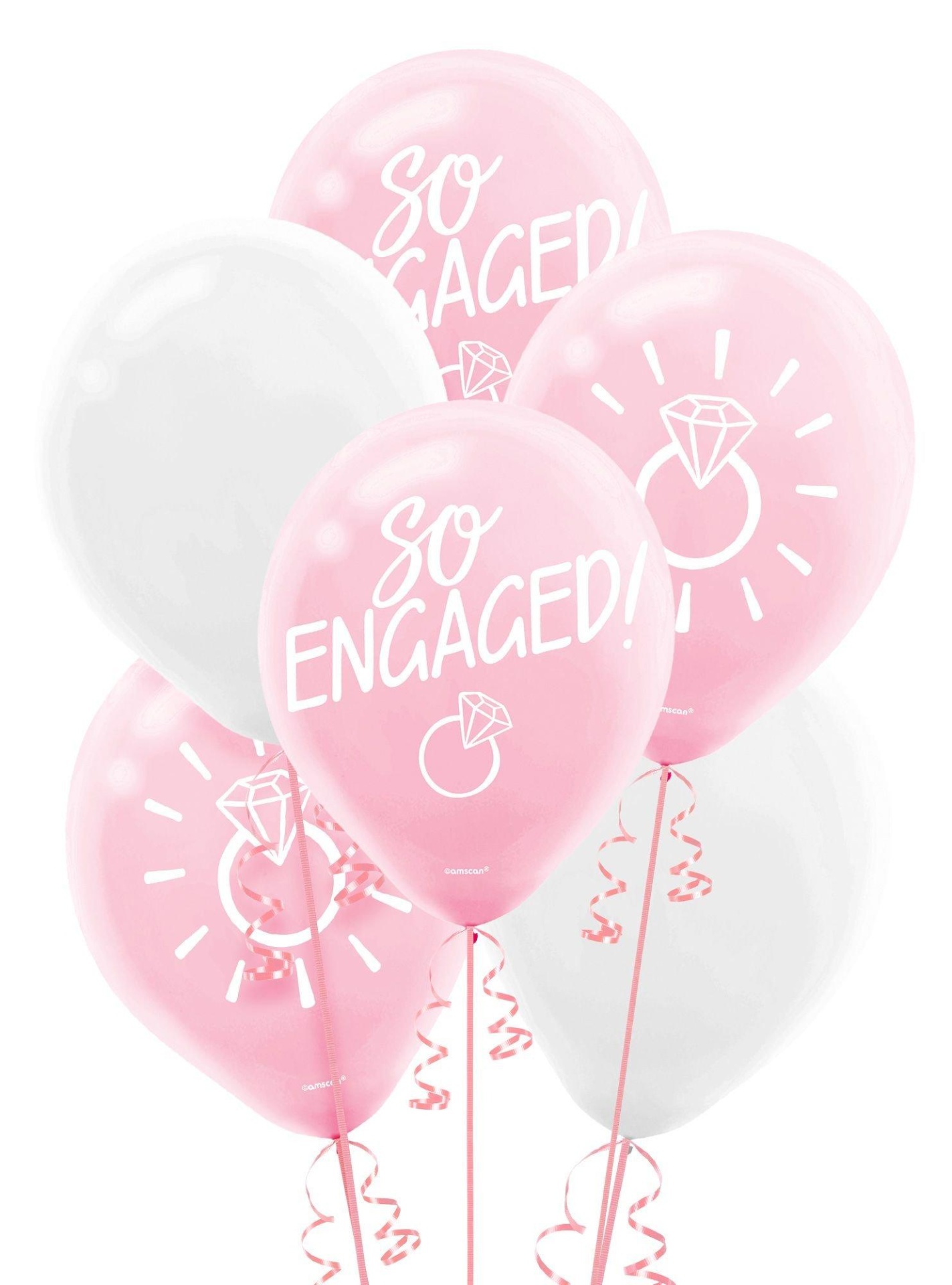 slide 1 of 1, Party City Blush & White So Engaged (Uninflated) Balloons, 15 ct