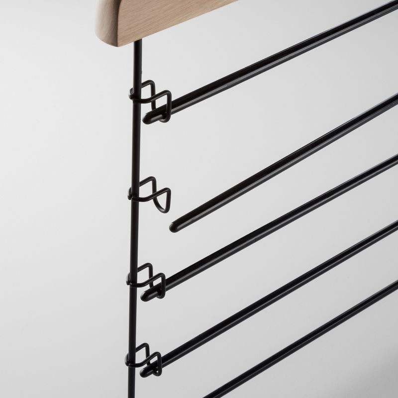 slide 3 of 3, 5 Tier Pants Hanger Black with Natural Wood - Brightroom™: Non-Slip Clothes Organizer, Adult Use, 1 Year Warranty, 1 ct