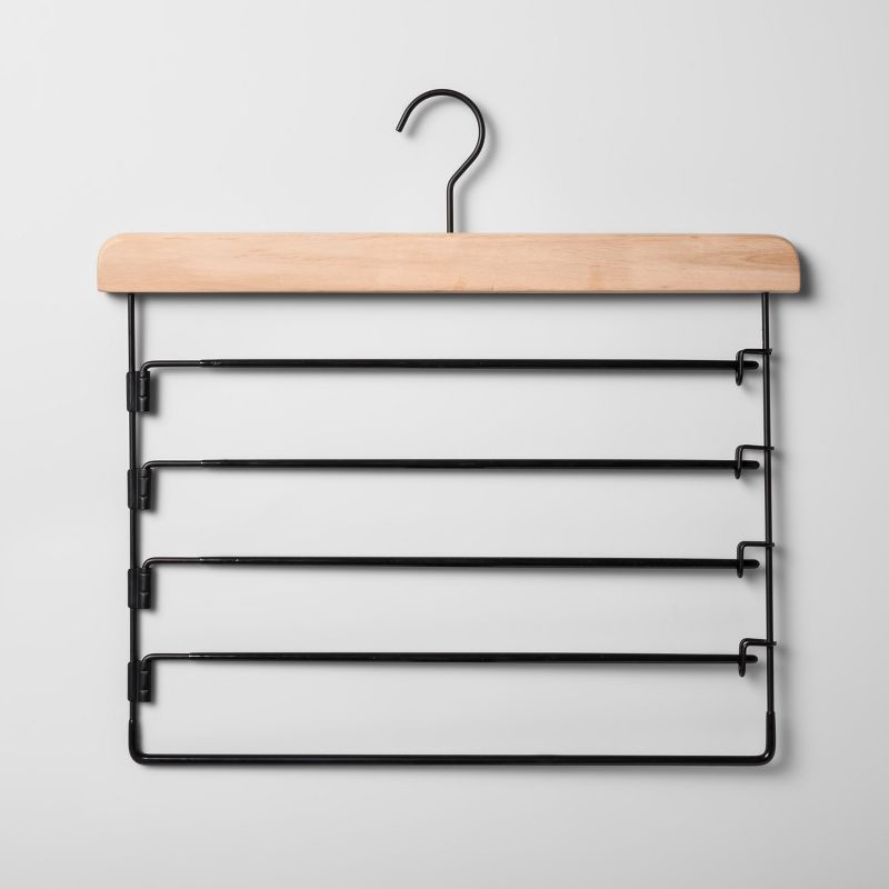 5 Tier Pants Hanger Black with Natural Wood - Brightroom 1 ct