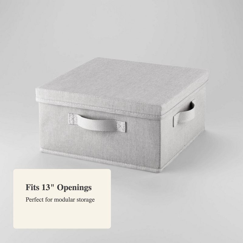 slide 4 of 4, 13"x13"x6" Fabric Bin with Lid Light Gray - Brightroom™, 1 ct