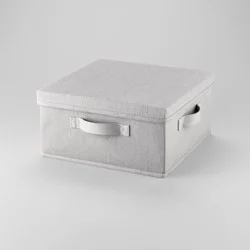 13"x13"x6" Fabric Bin with Lid Light Gray - Brightroom™