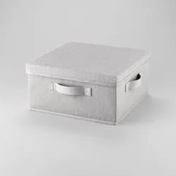 13"x13"x6" Fabric Bin with Lid Light Gray - Brightroom™