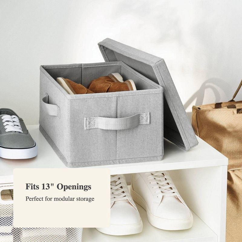 slide 4 of 4, Fabric Shoe Bin with Lid Light Gray - Brightroom™: Square Storage with Handles, Fits 13" Cube System, No Assembly Required, 1 ct