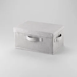 Fabric Shoe Bin with Lid Light Gray - Brightroom™: Square Storage with Handles, Fits 13" Cube System, No Assembly Required