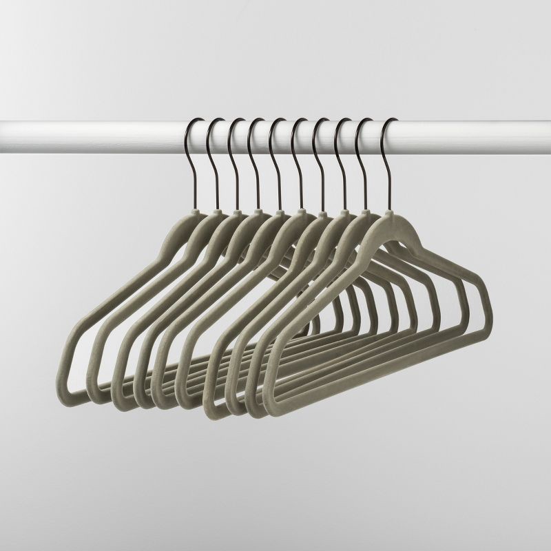 slide 1 of 4, 10pk Flocked Hangers Gray - Brightroom™, 10 ct