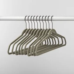 10pk Flocked Hangers Gray - Brightroom™: Velvet Clothes Hangers for Sweaters, Dresses, Shirts, Suits