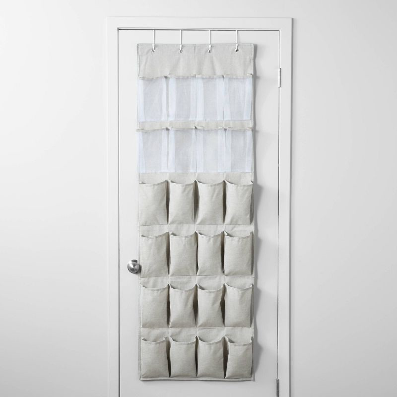 slide 1 of 3, Over The Door 24 Pocket Mesh Shoe Organizer Light Gray - Brightroom™: Hanging Shoe Storage, Holds 24 Pairs, No Assembly Required, 1 ct