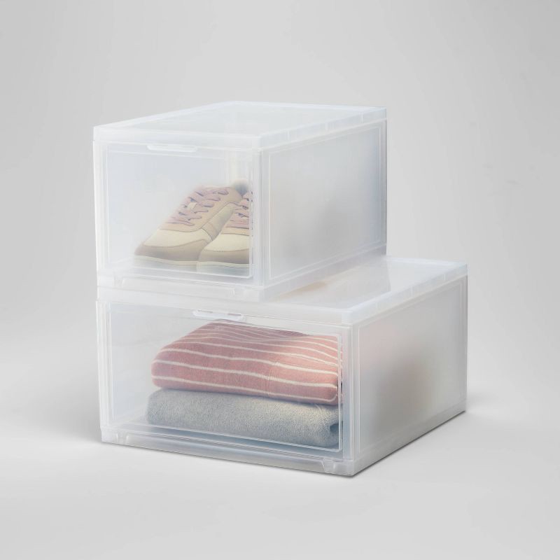 Stackable Large Bin Front Opening Clear Plastic - Brightroom 1 ct