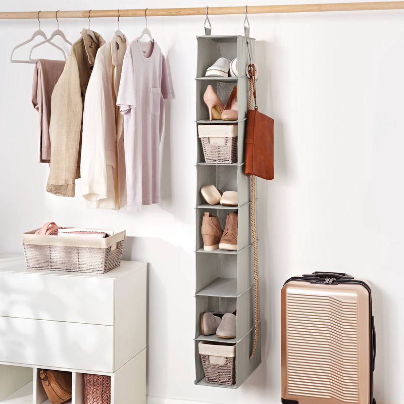 slide 2 of 3, 8 Shelf Hanging Fabric Shoe Organizer - Brightroom™: Closet System Component, Gray, 8 Shelves, Hanging Shoe Rack, 1 ct