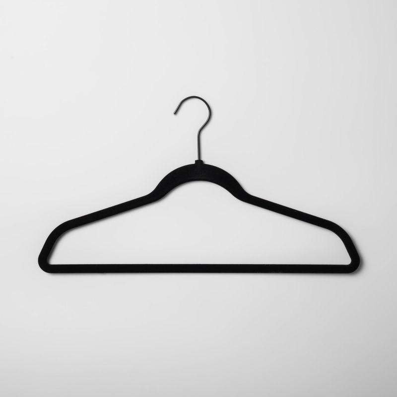 slide 2 of 4, 10pk Flocked Hangers Black - Brightroom™: Velvet Clothes Hangers for Sweaters, Shirts, Dresses, Suits, Adult Use, 10 ct