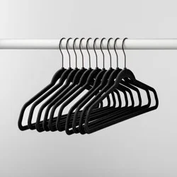 10pk Flocked Hangers Black - Brightroom™: Velvet Clothes Hangers for Sweaters, Shirts, Dresses, Suits, Adult Use