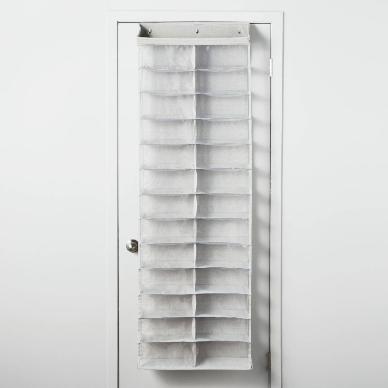 slide 1 of 3, Over The Door 26 Shelf Mesh Shoe Organizer Light Gray - Brightroom™, 1 ct