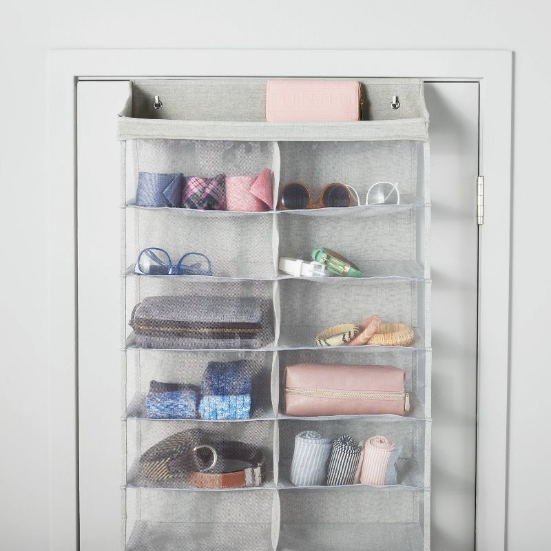 slide 3 of 3, Over The Door 26 Shelf Mesh Shoe Organizer Light Gray - Brightroom™, 1 ct