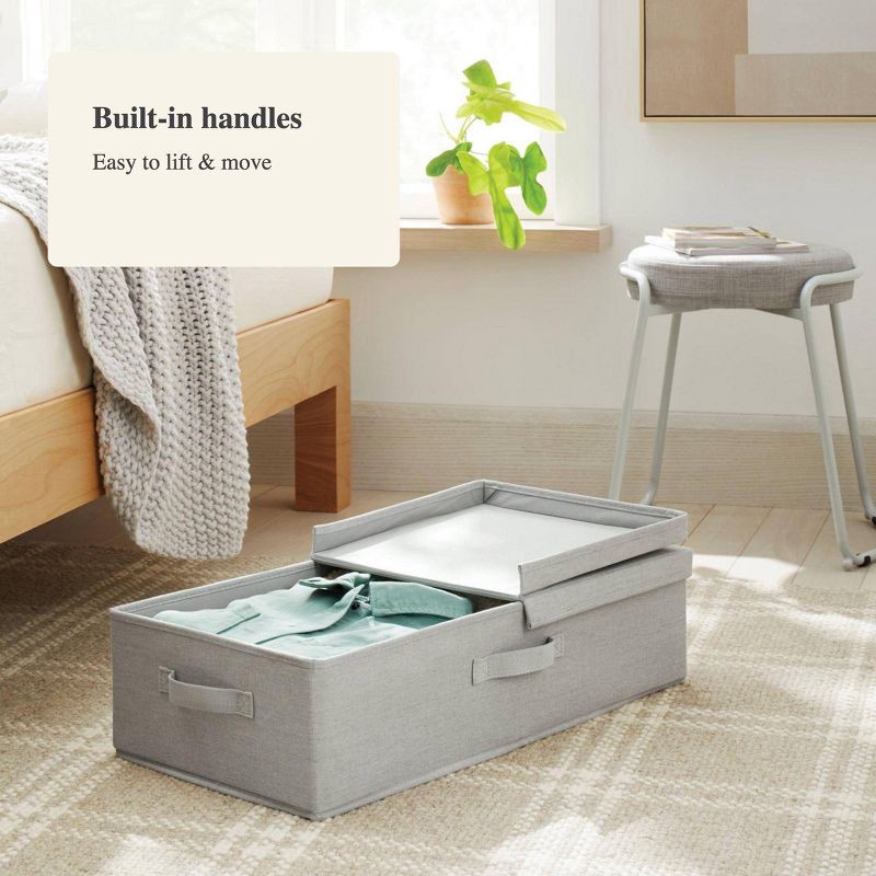 slide 4 of 4, Underbed Fabric Bin with Lid Light Gray - Brightroom™, 1 ct