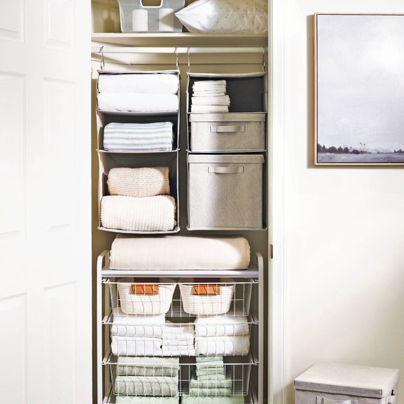 slide 4 of 5, 3 Shelf Hanging Fabric Storage Organizer Gray - Brightroom™, 1 ct