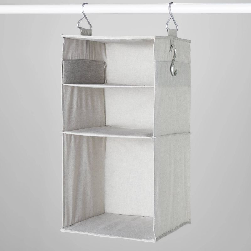 slide 1 of 5, 3 Shelf Hanging Fabric Storage Organizer Gray - Brightroom™, 1 ct