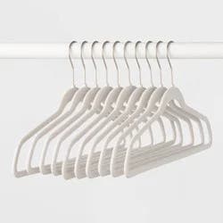 10pk Flocked Hangers White - Brightroom™: Velvet Clothes Hangers for Sweaters, Dresses, Shirts, Suits