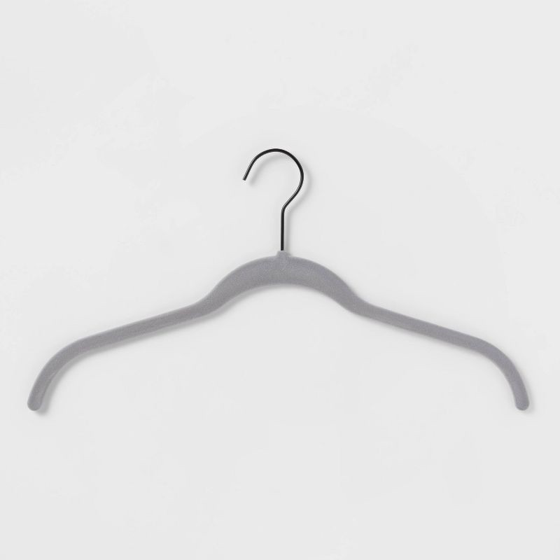 slide 1 of 3, 10pk Shirt Flocked Hangers Gray - Brightroom™, 10 ct