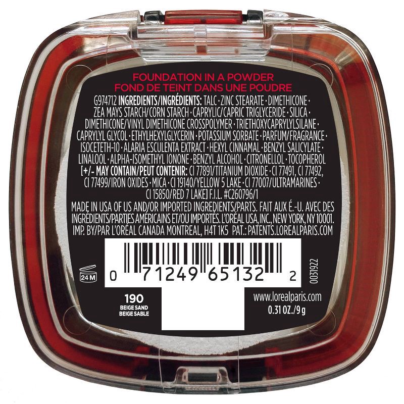 slide 8 of 8, L'Oreal Paris Infallible Up to 24H Fresh Wear Foundation in a Powder - Beige Sand 190 - 0.31oz, 190 x 0.31 oz