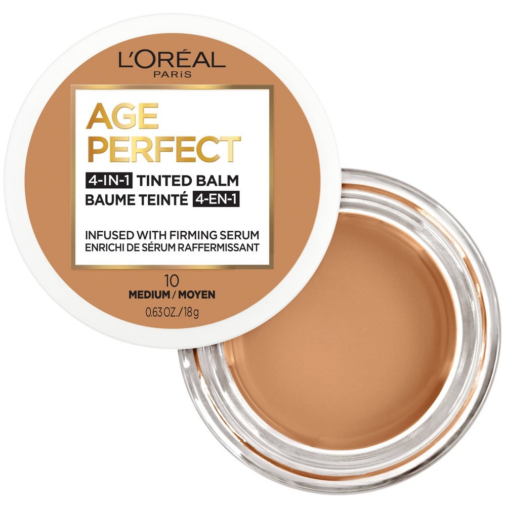 slide 4 of 7, L'Oreal Paris Age Perfect 4-in-1 Tinted Face Balm Foundation - Medium 10 - 0.63 oz, 0.63 oz