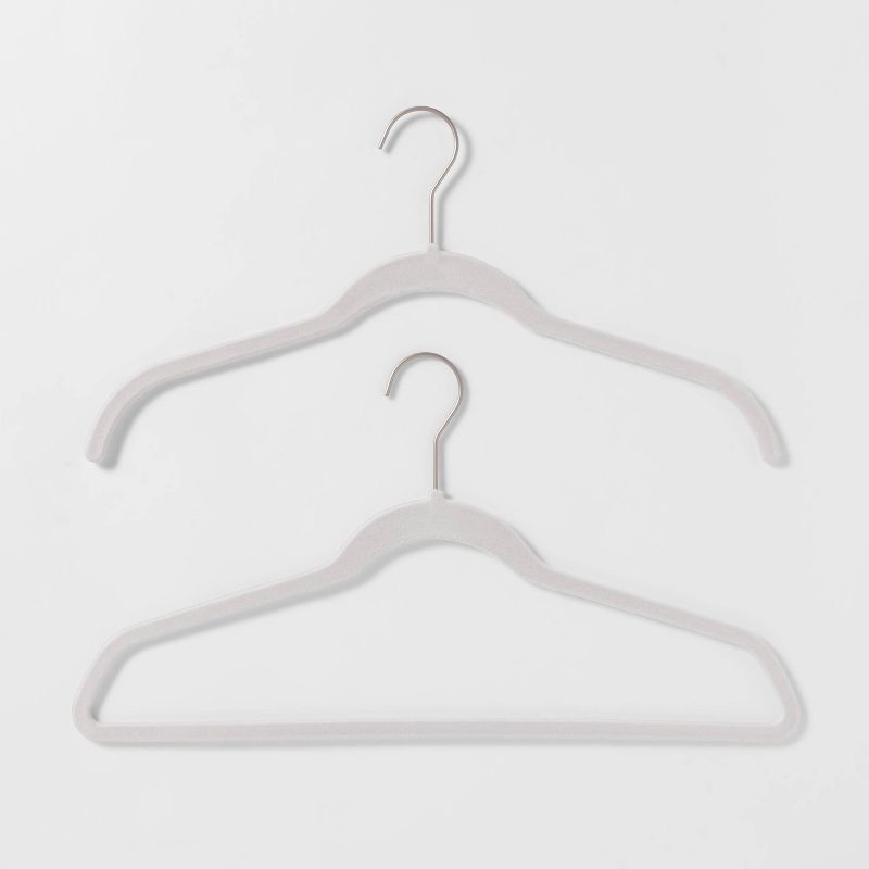 slide 3 of 3, 100pk Combo Pack Suit/Shirt Flocked Hangers White - Brightroom™, 100 ct