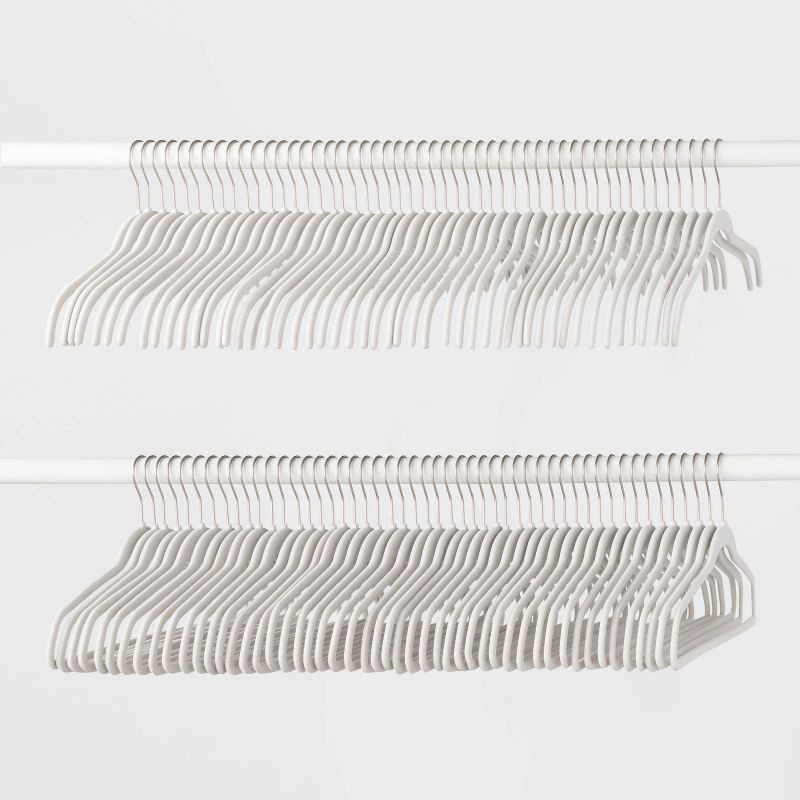 slide 1 of 3, 100pk Combo Pack Suit/Shirt Flocked Hangers White - Brightroom™, 100 ct
