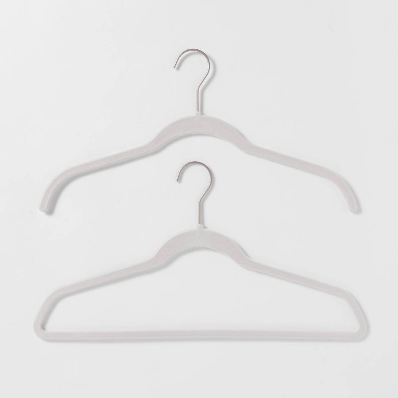 slide 3 of 3, 30pk Suit Flocked Hangers White - Brightroom™: Velvet Clothes Hangers for Sweaters, Dresses, Shirts, Suits, 30 ct