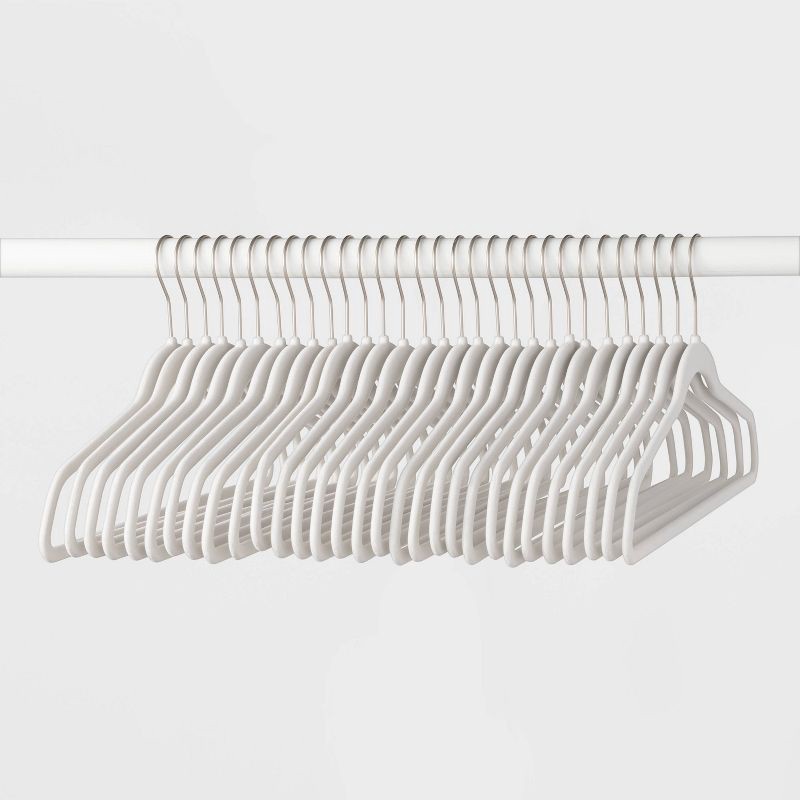 slide 1 of 3, 30pk Suit Flocked Hangers White - Brightroom™: Velvet Clothes Hangers for Sweaters, Dresses, Shirts, Suits, 30 ct