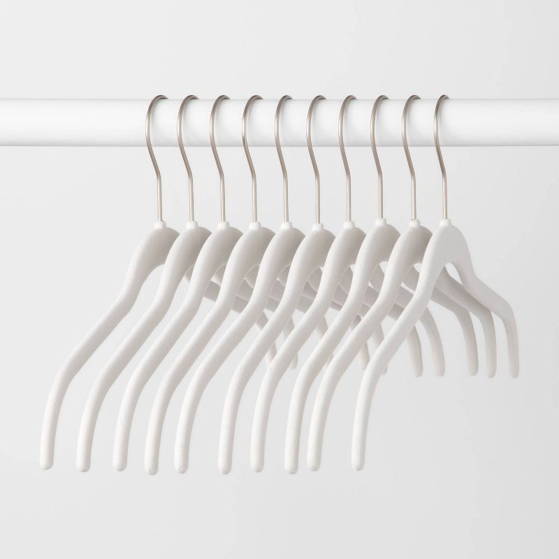 slide 1 of 4, 10pk Shirt Flocked Hangers White - Brightroom™, 10 ct