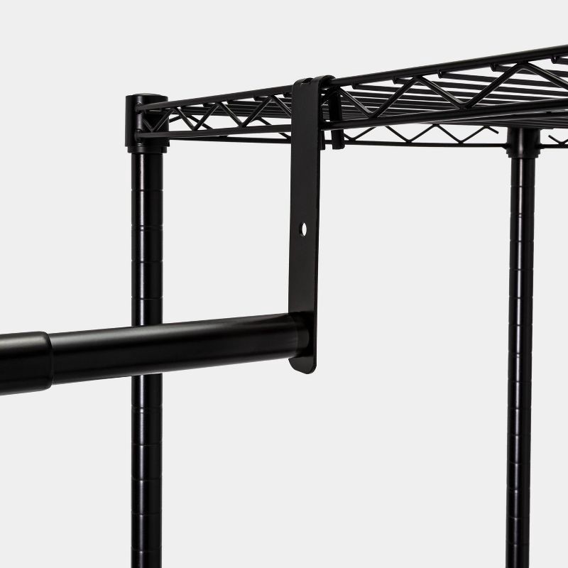 slide 5 of 5, 4'11" - 6'10" Wire Closet System Black - Brightroom™: Adjustable Shelves, Steel Frame, 10-Piece Organizer Kit, 1 ct