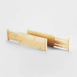 Set of 2 Bamboo Expandable Drawer Dividers - Brightroom™: Adjustable Organizer for Dresser & Clothes, 12-18" Length
