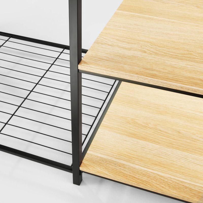 slide 3 of 3, Freestanding Wardrobe Black Metal with Natural Wood - Brightroom™, 1 ct