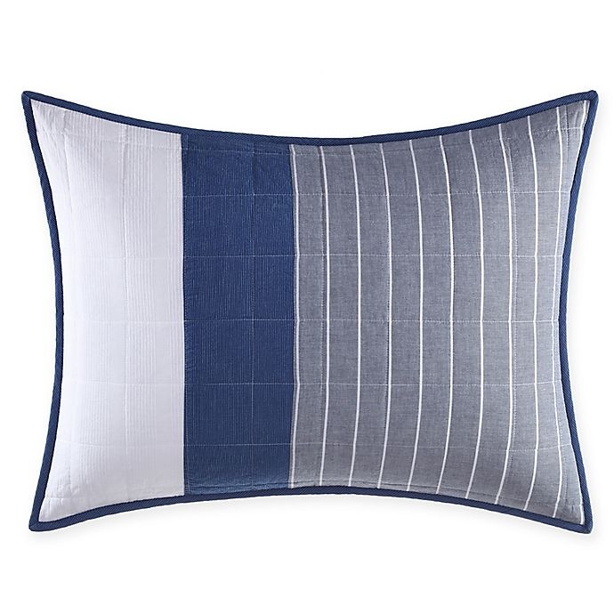 slide 1 of 2, Nautica Swale Striped Standard Pillow Sham - Navy, 1 ct