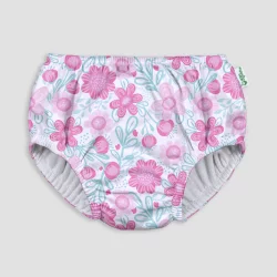 green sprouts Baby Girls' Floral Print Pull-Up Reusable Swim Diaper - White 0-6M