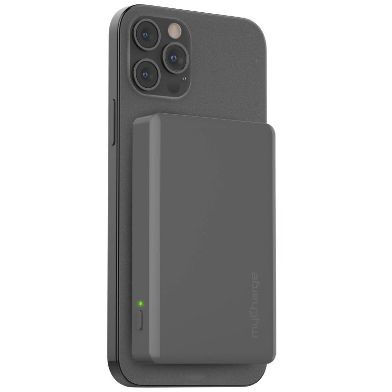 slide 3 of 4, myCharge Maglock 6k 6000mAh/12W Wireless Charger + USB-C Port Power Bank – Graphite Gray, 1 ct