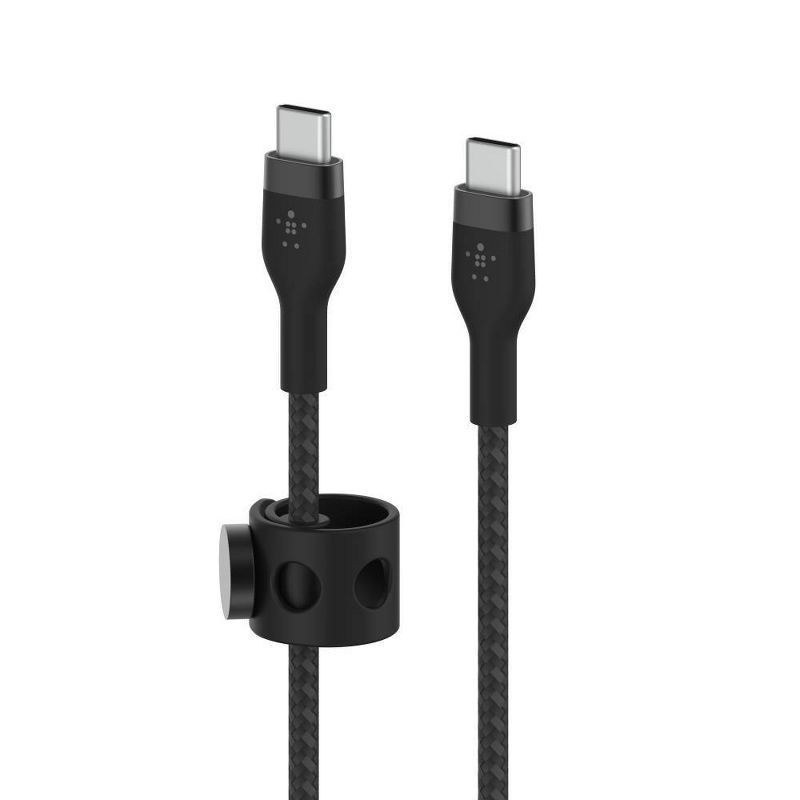 slide 2 of 7, Belkin BoostCharge Pro Flex USB-C Cable with USB-C Connector 6.6' Cable + Strap - Black, 1 ct