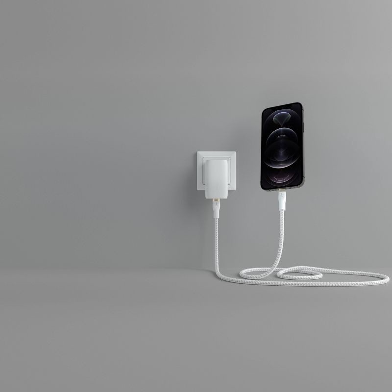 slide 5 of 7, Belkin BoostCharge Pro Flex USB-C Lightning Connector 10' Cable + Strap - White, 1 ct