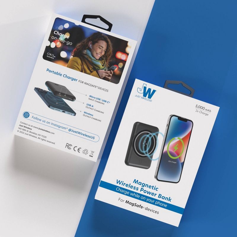 slide 7 of 7, Just Wireless 5000mAh Dual Port Portable Power Bank - Black, 1 ct