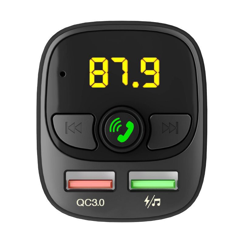 slide 2 of 6, Just Wireless Bluetooth FM Transmitter - Black: Vehicle Electronics USB Accessory, 1 ct