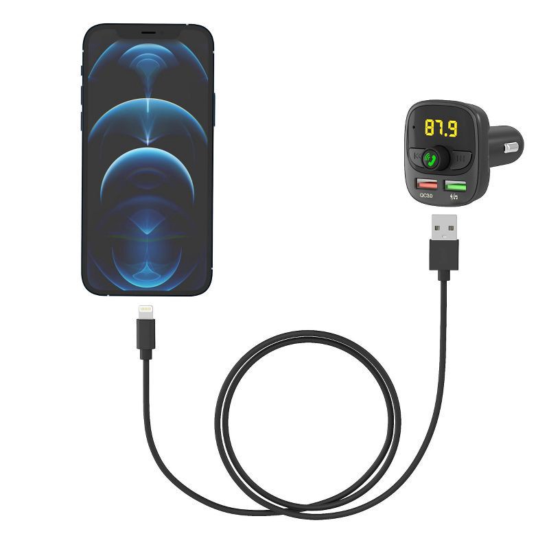 slide 4 of 6, Just Wireless Bluetooth FM Transmitter - Black: Vehicle Electronics USB Accessory, 1 ct