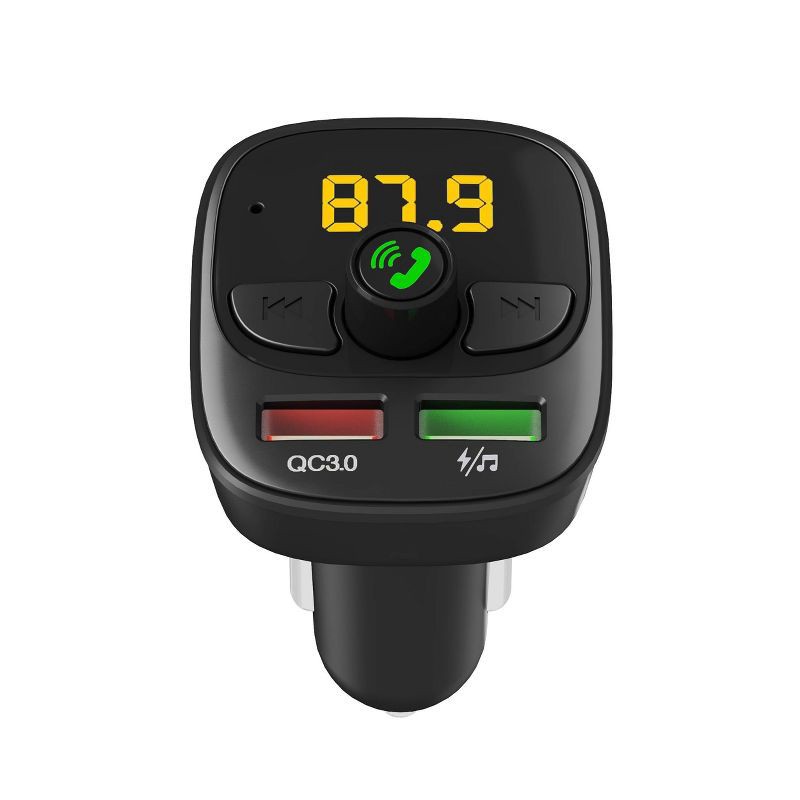 slide 5 of 6, Just Wireless Bluetooth FM Transmitter - Black: Vehicle Electronics USB Accessory, 1 ct