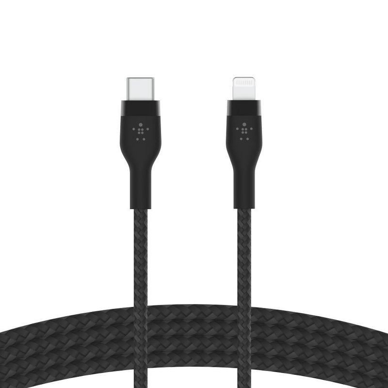 slide 5 of 7, Belkin BoostCharge Pro Flex USB-C Lightning Connector 6.6' Cable + Strap - Black, 1 ct