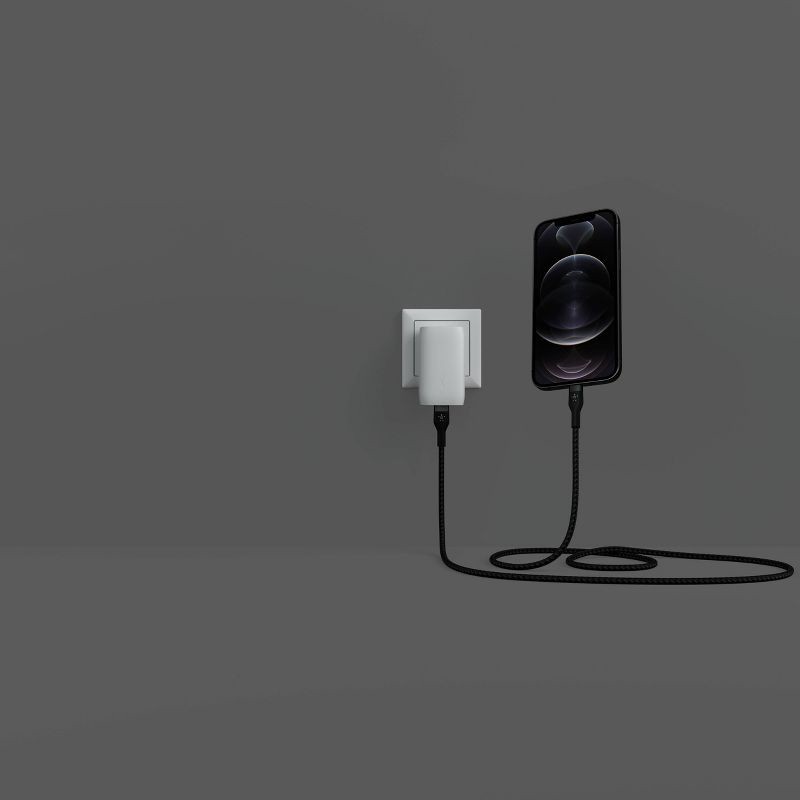 slide 6 of 7, Belkin BoostCharge Pro Flex USB-C Lightning Connector 6.6' Cable + Strap - Black, 1 ct